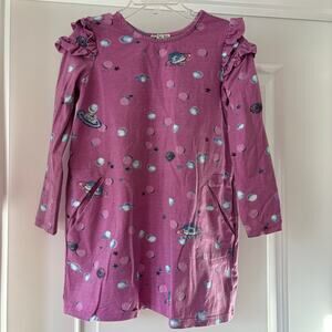 Art & Eden Planets Solar System Space Purple Dress Organic Cotton Size 5 VGUC
